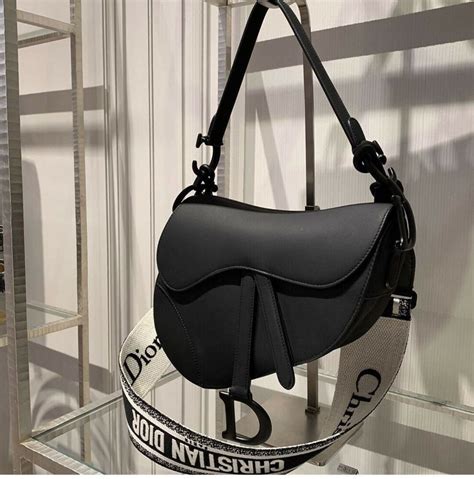 dior saddle medium black|Dior Black saddle bag.